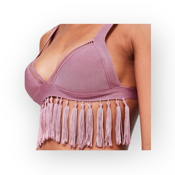 Missguided ꧁ Crochet Cut Out Knit Fringe 2 Piece Bikini Set ꧂ Pastel Purple ꧁ 2 - Picture 15 of 16